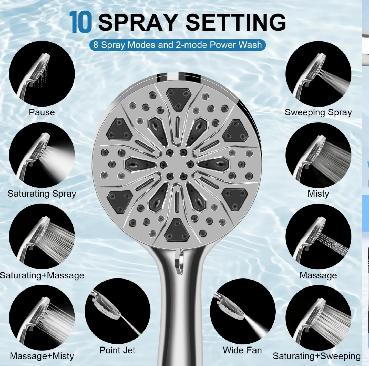 High-Pressure Shower Head with Multiple Settings image indicator(7)