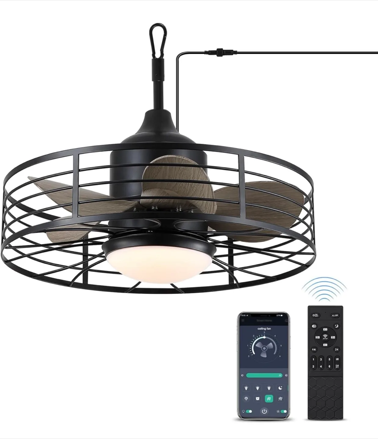 Outdoor Cage Ceiling Fan with Lights image indicator(9)