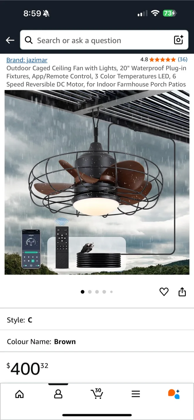 Outdoor Cage Ceiling Fan with Lights image indicator(2)