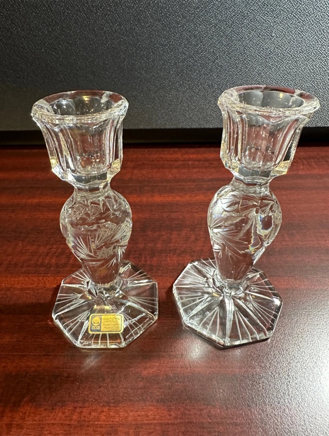 Vintage Bleikristall lead Crystal Candle Holders - Set of Two