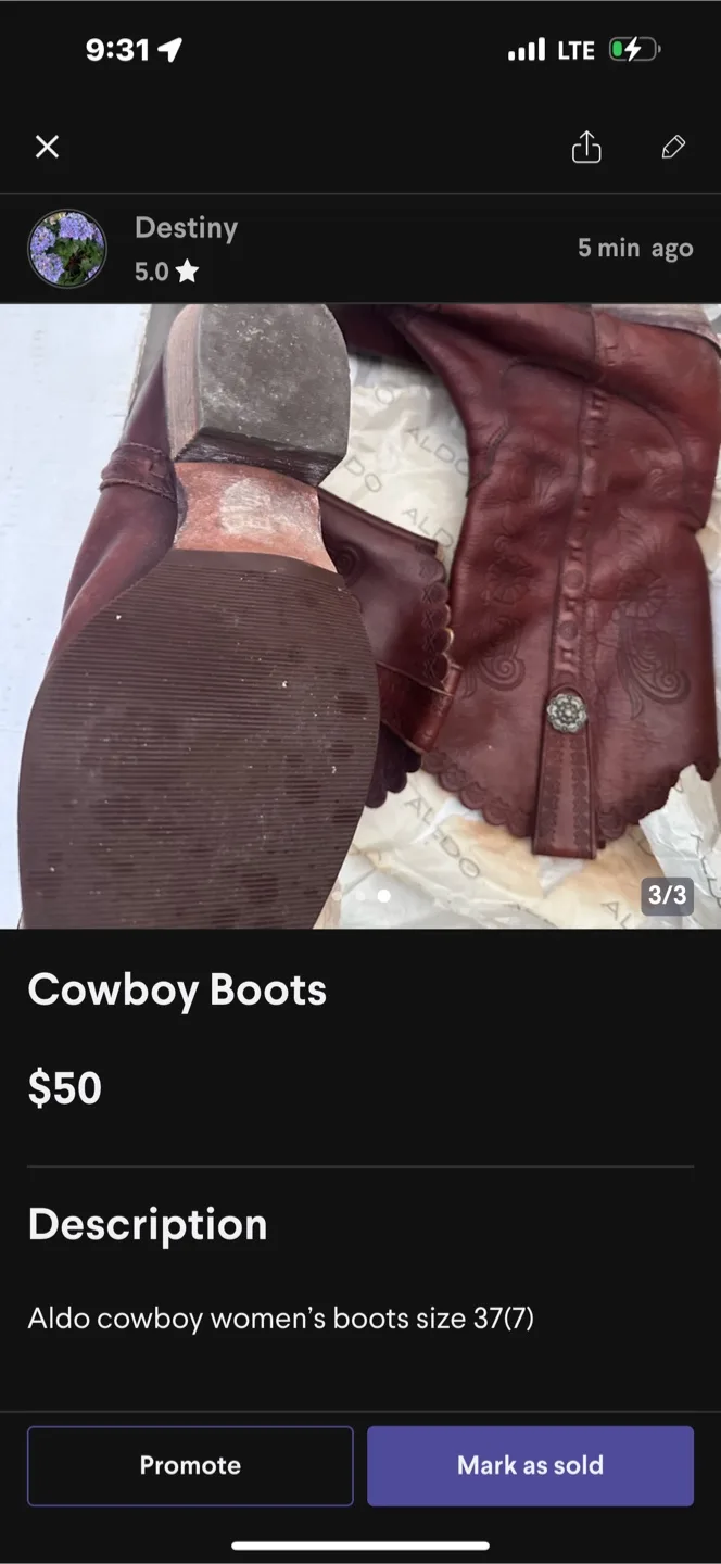 Aldo Women's Cowboy Boots Size 37 thumbnail