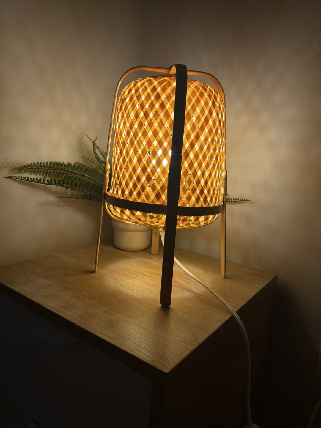 IKEA Bamboo handmade table/bedroom lamp - photo 2