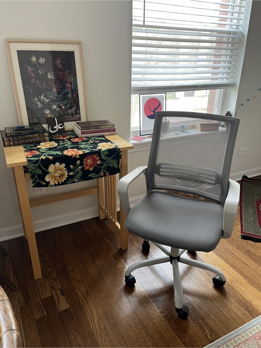 Mid century small desk with drawer
