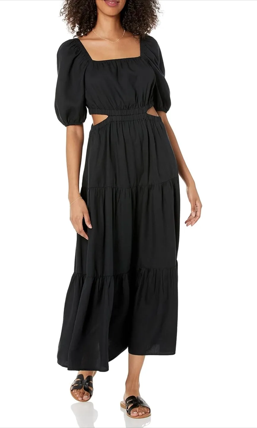NEW! The Drop Anaya Square Neck Cut-Out Tiered Maxi Dress thumbnail