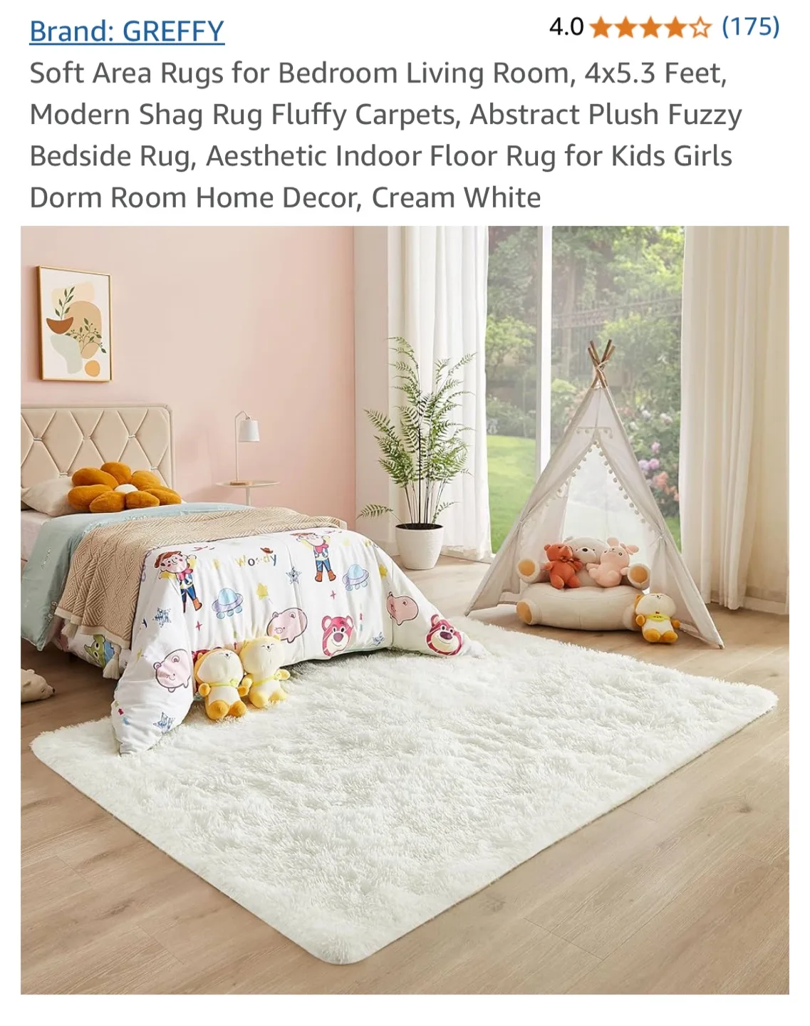 Cream White Shag Rug thumbnail