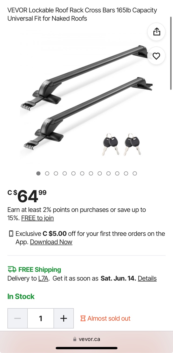 VEVOR Lockable Roof Rack Cross Bars - photo 2