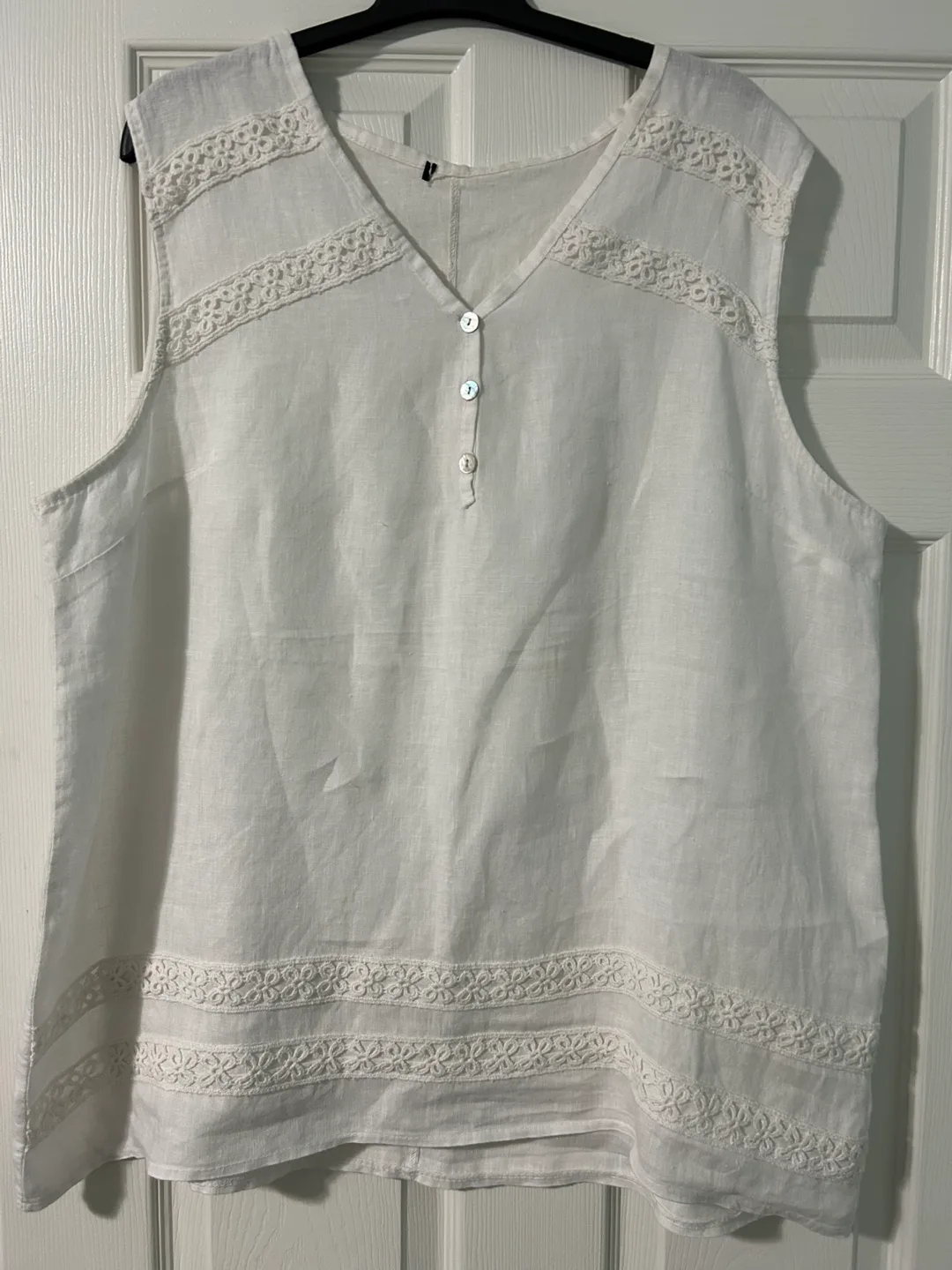White linen Sleeveless Top thumbnail