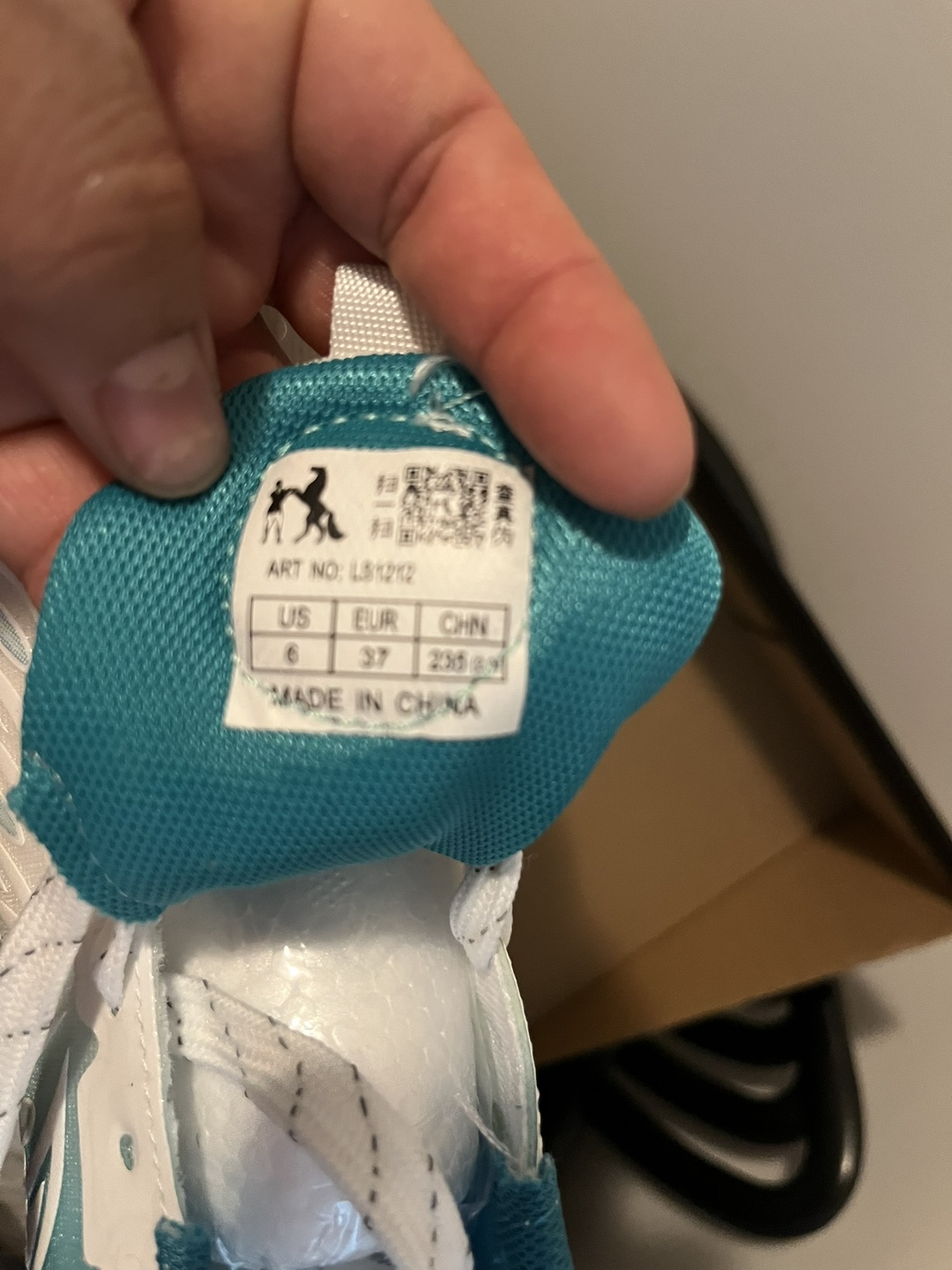 White and Blue Sneakers Size 6