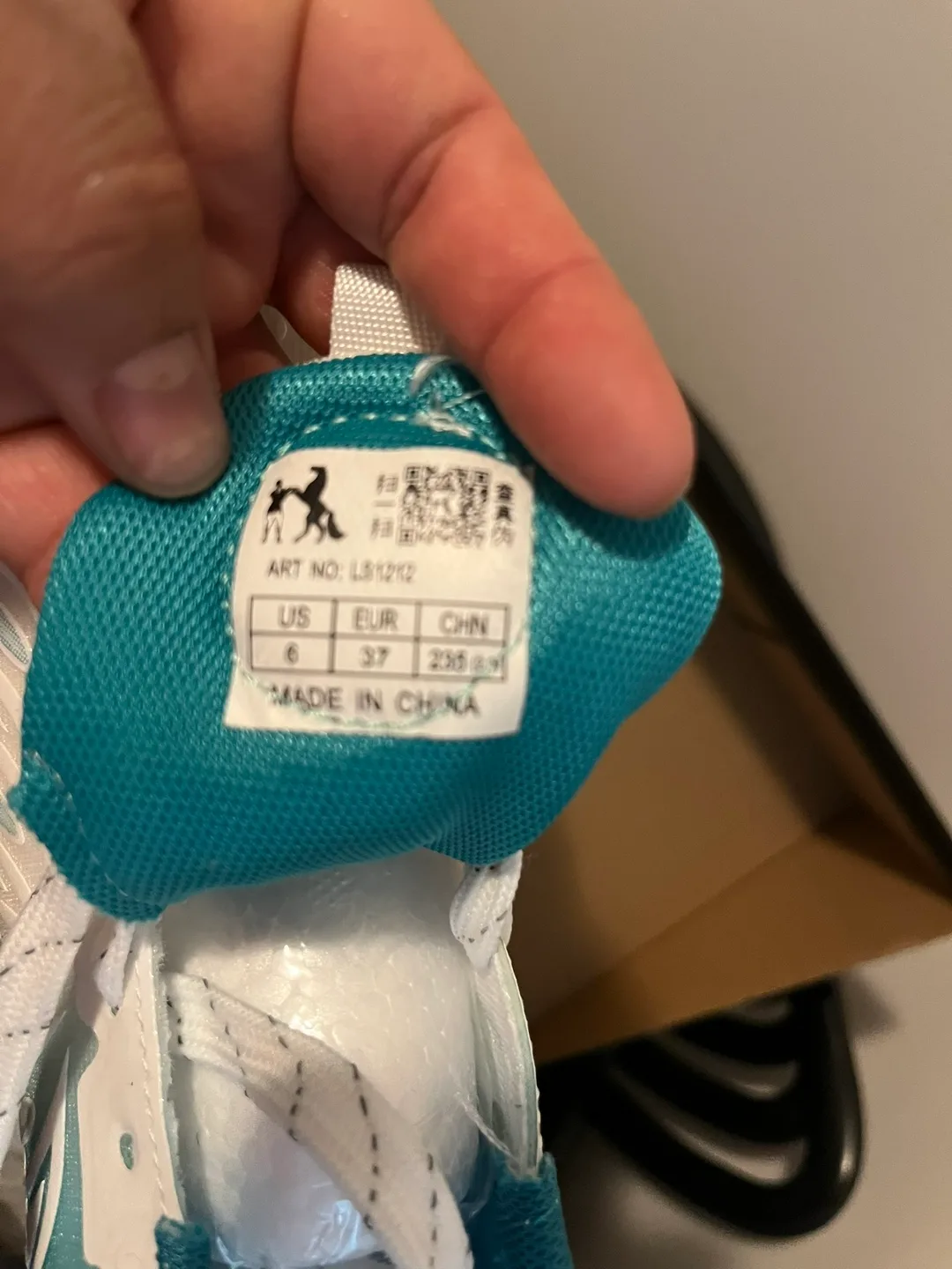 White and Blue Sneakers Size 6