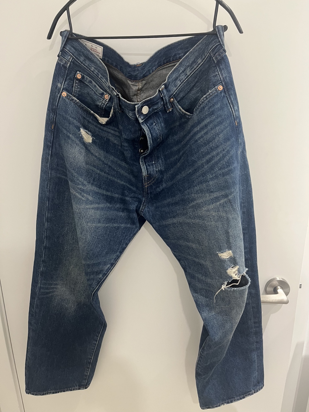 Distressed Blue Jeans