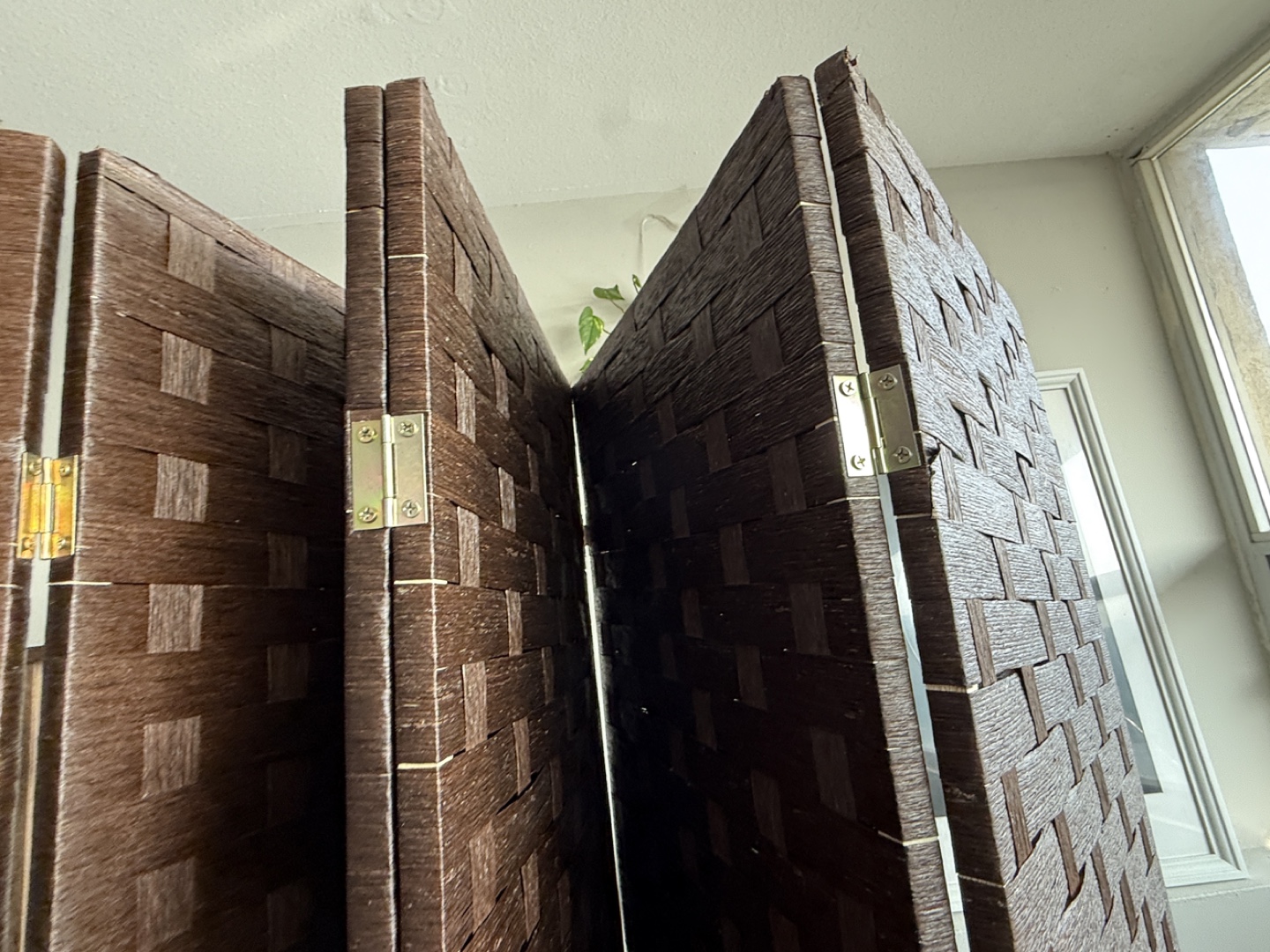 8 Panel Brown Woven Room Divider - photo 5