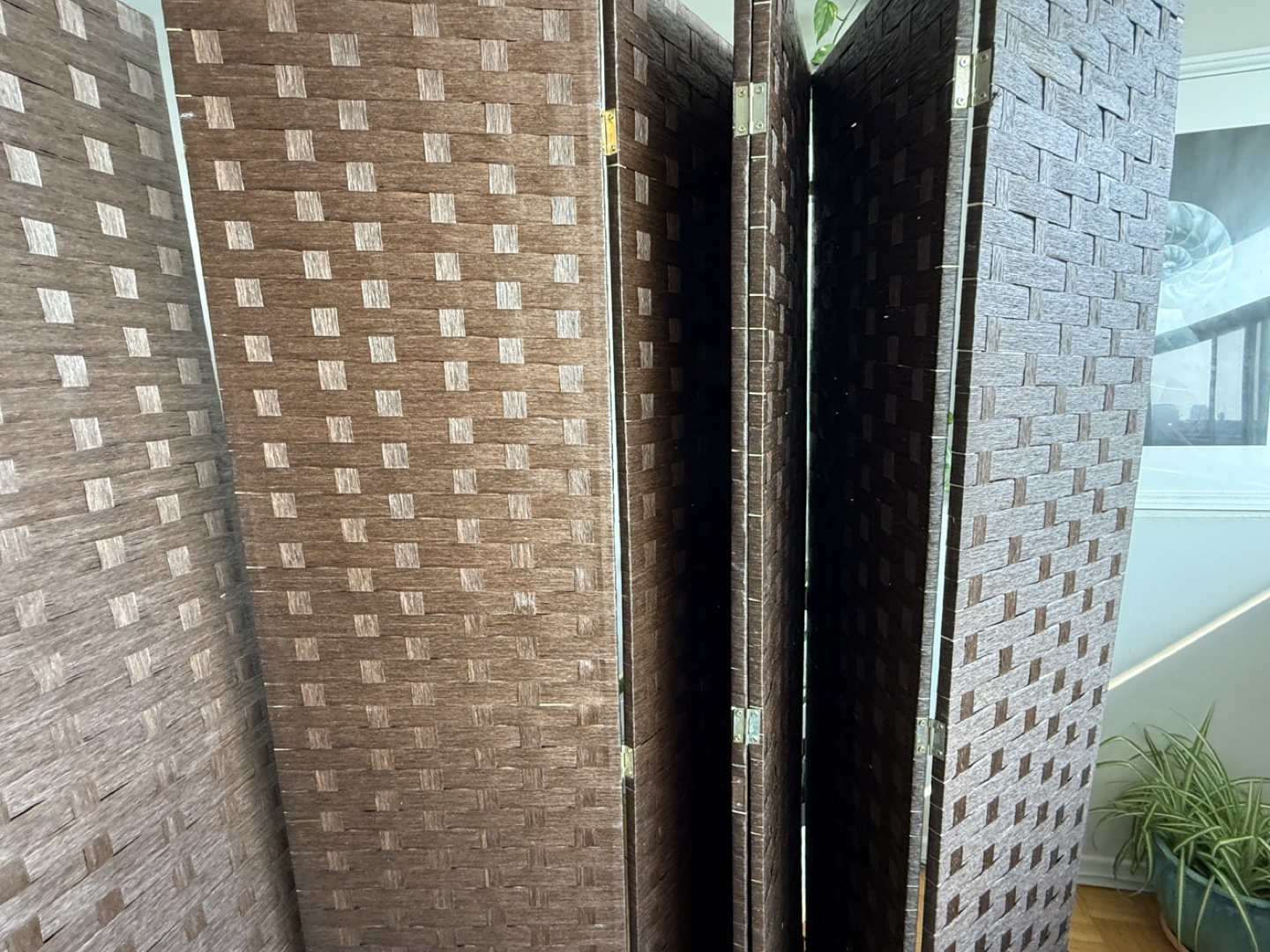 8 Panel Brown Woven Room Divider - photo 3