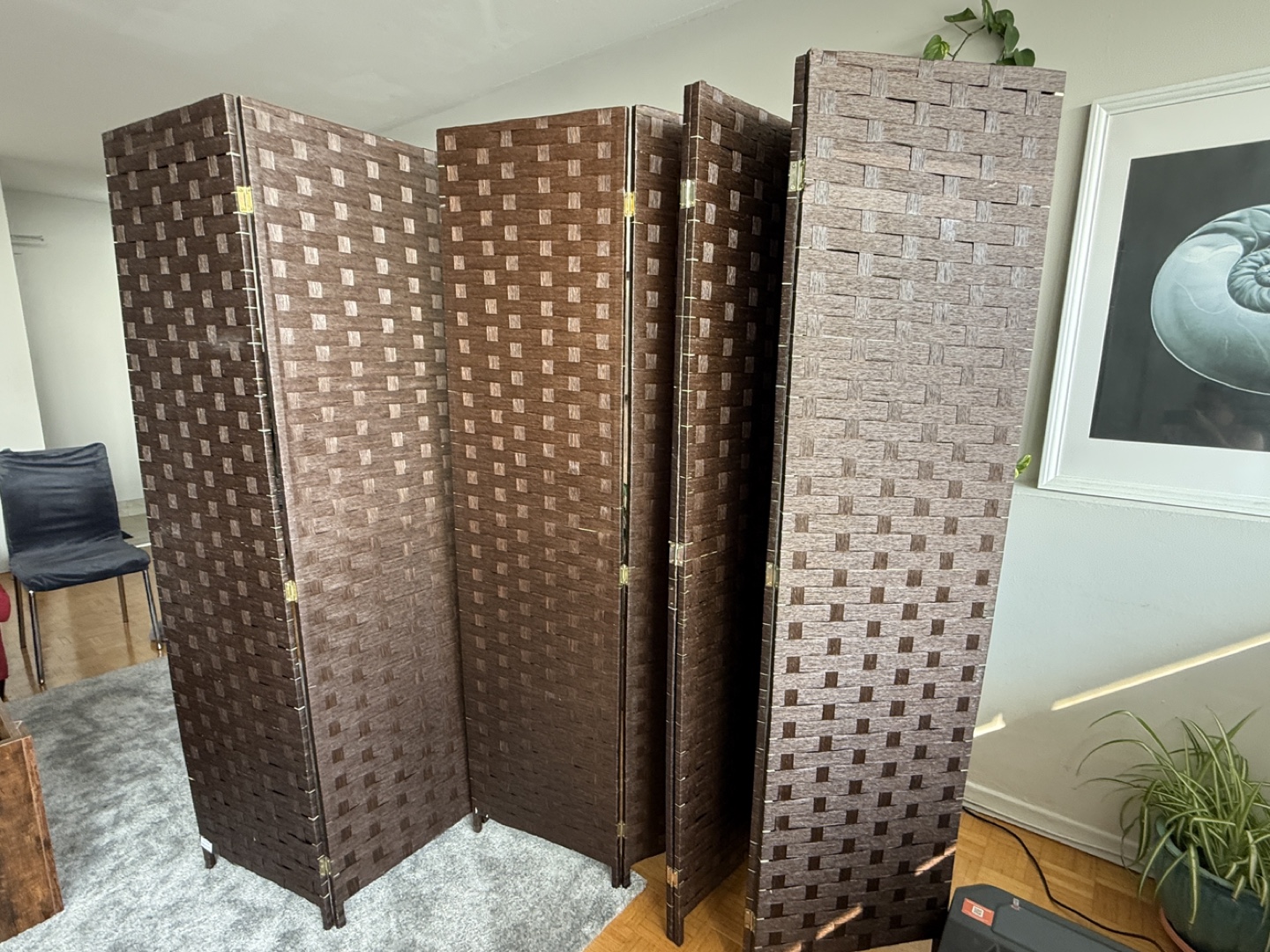 8 Panel Brown Woven Room Divider - photo 2