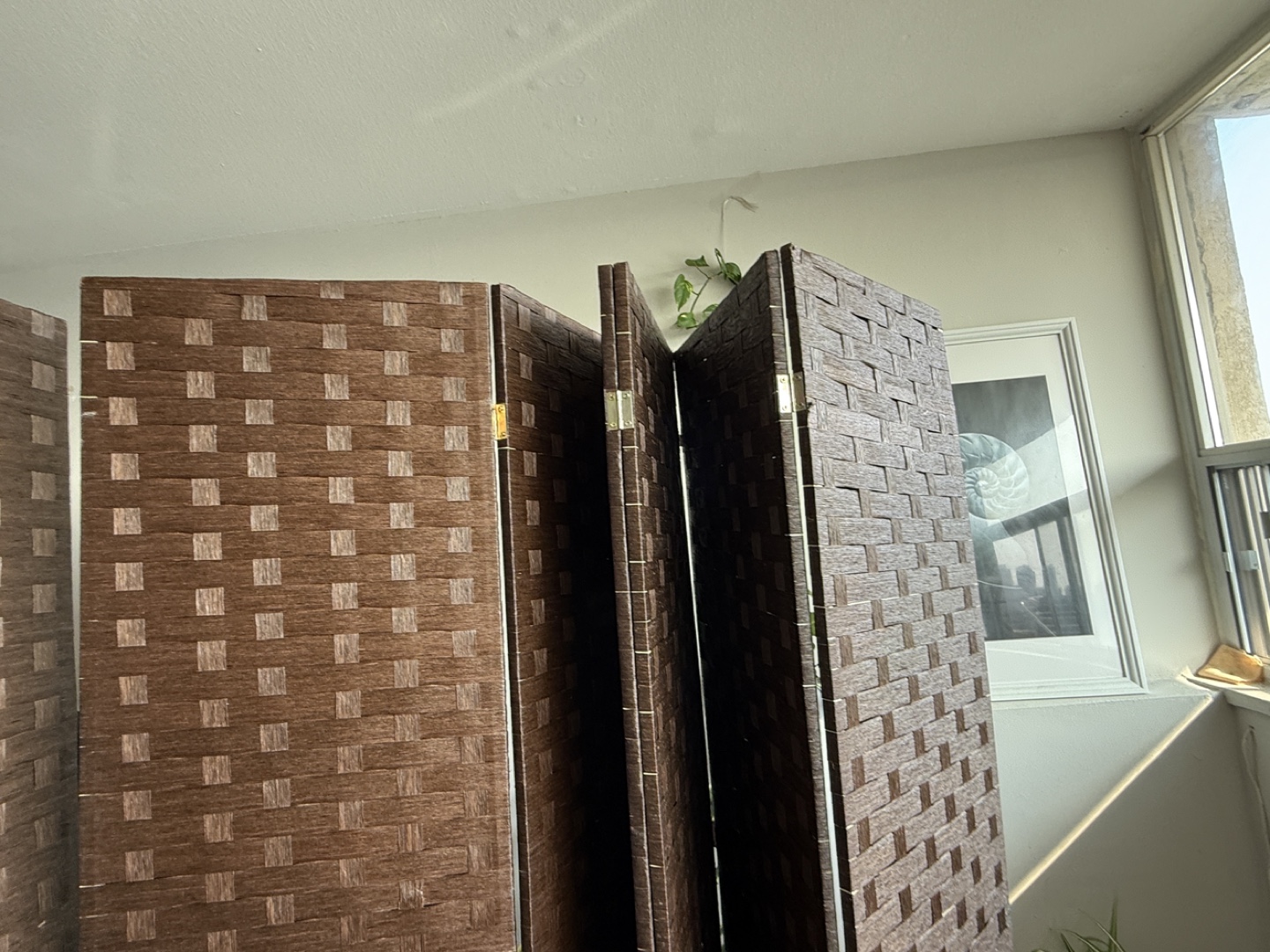 8 Panel Brown Woven Room Divider - photo 4