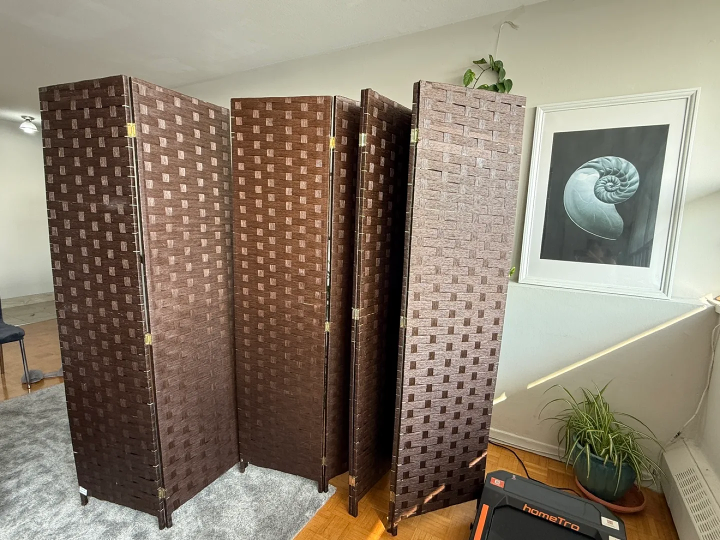 8 Panel Brown Woven Room Divider thumbnail