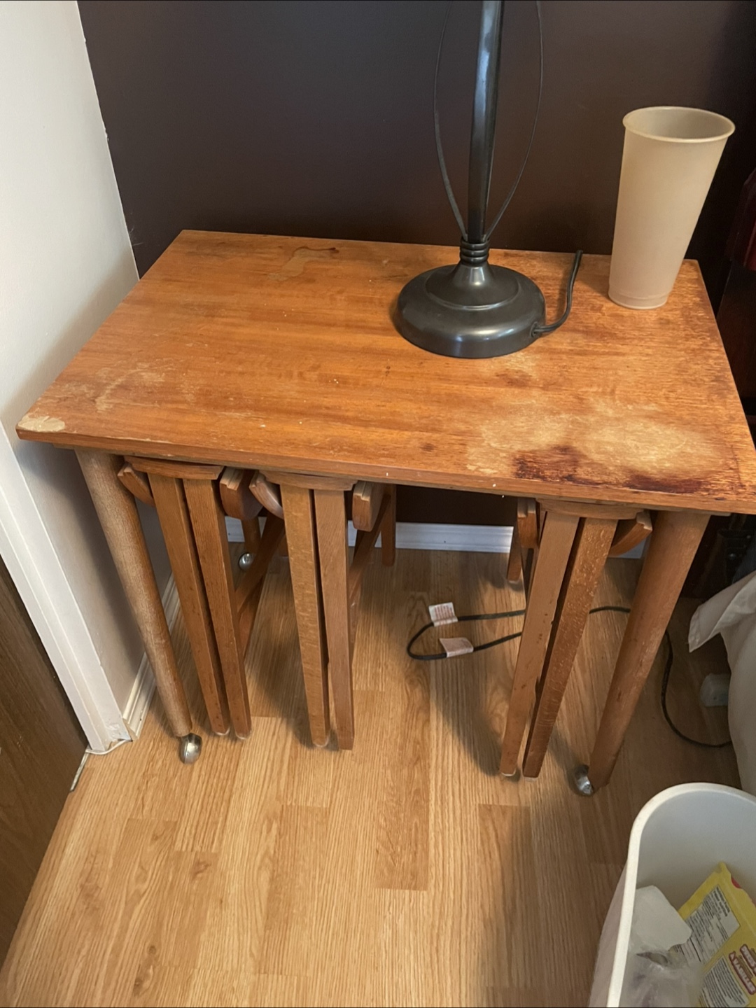 Side table with four smaller tables