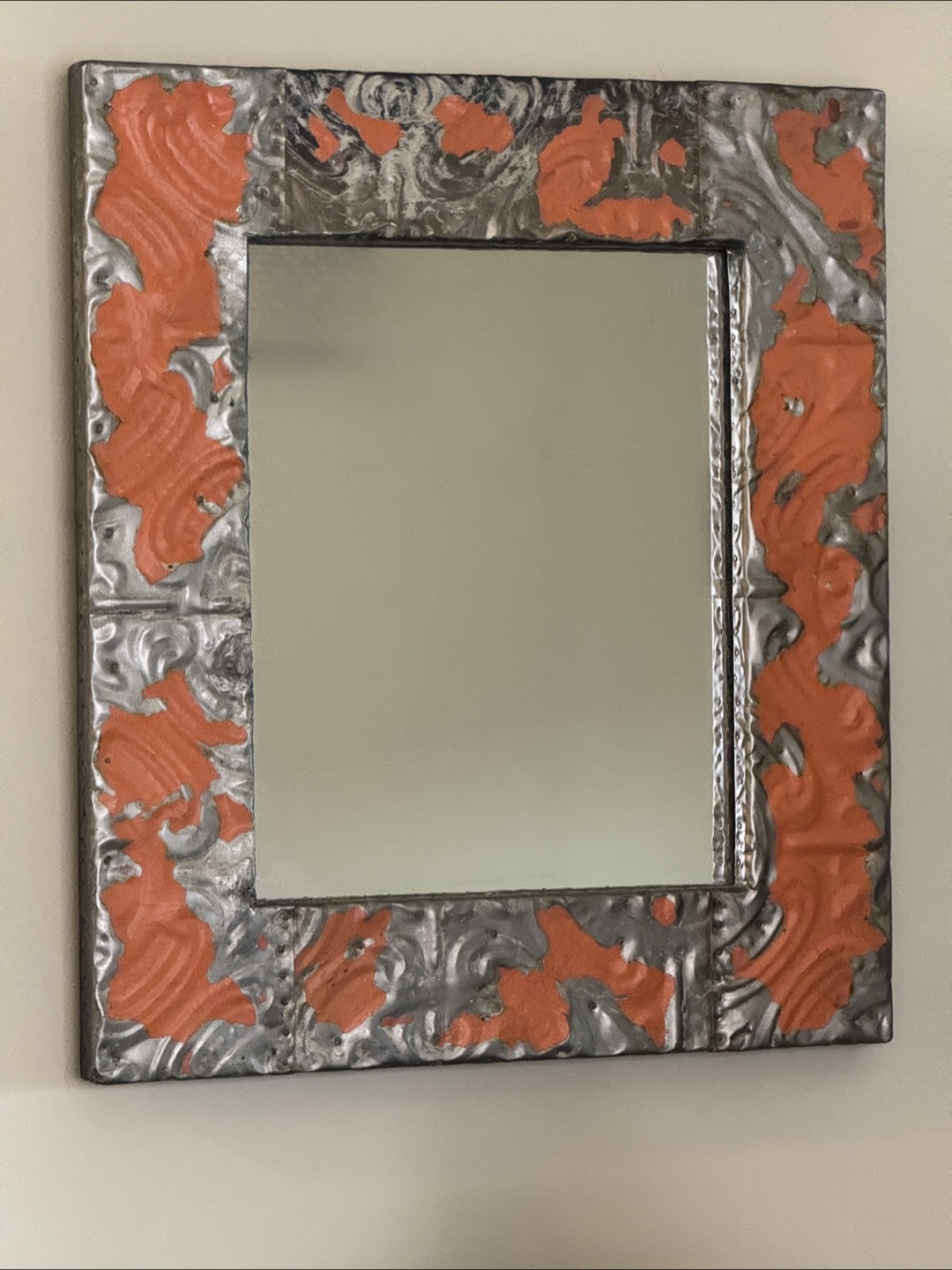 Vintage Orange Accent Mirror
