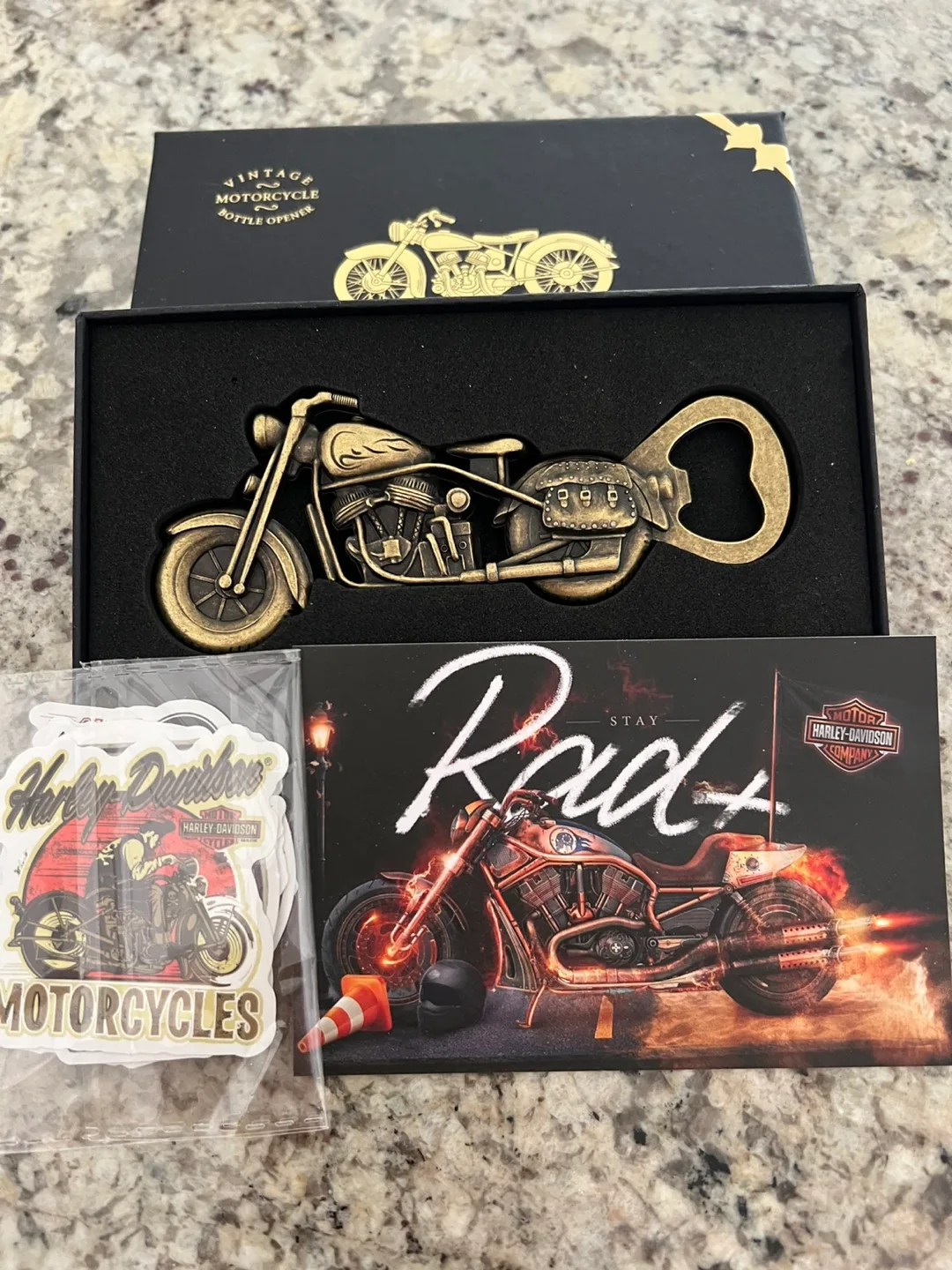 Vintage Motorcycle Bottle Opener and Stickers image indicator(2)