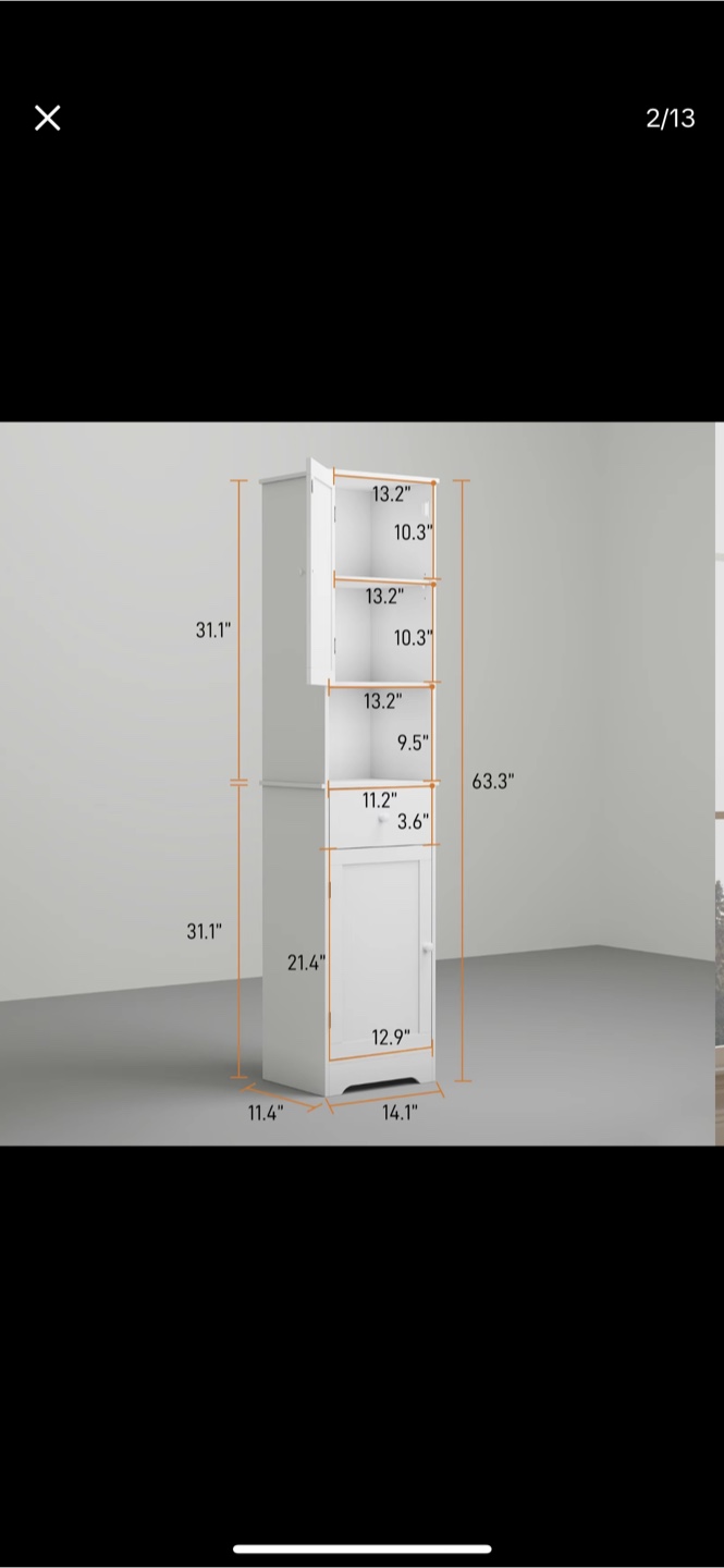 White Bathroom Storage Cabinet - photo 2