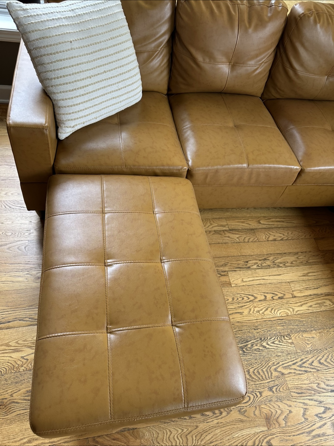 Faux Leather Sectional Couch with Ottoman - photo 3