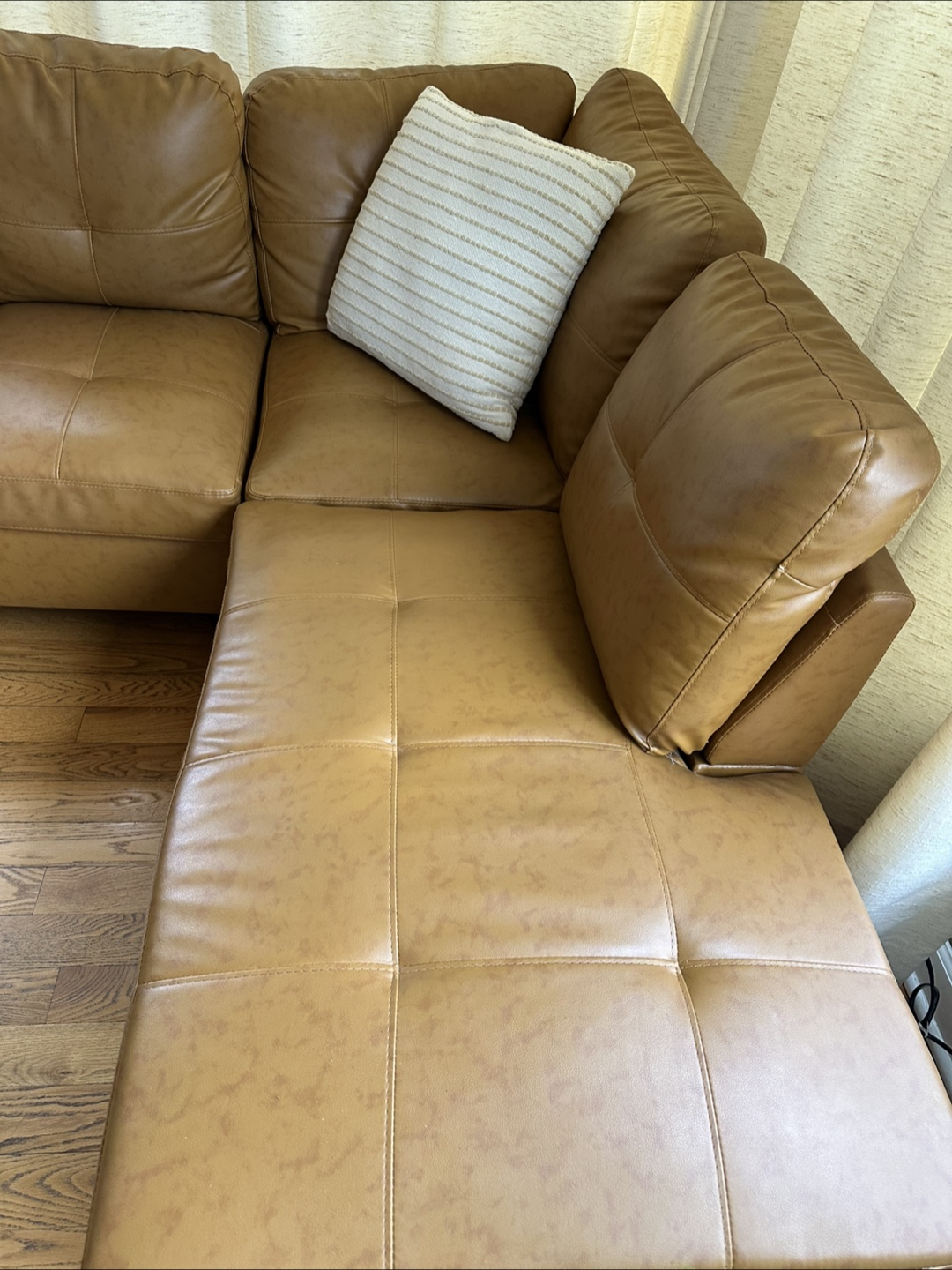 Faux Leather Sectional Couch with Ottoman - photo 2