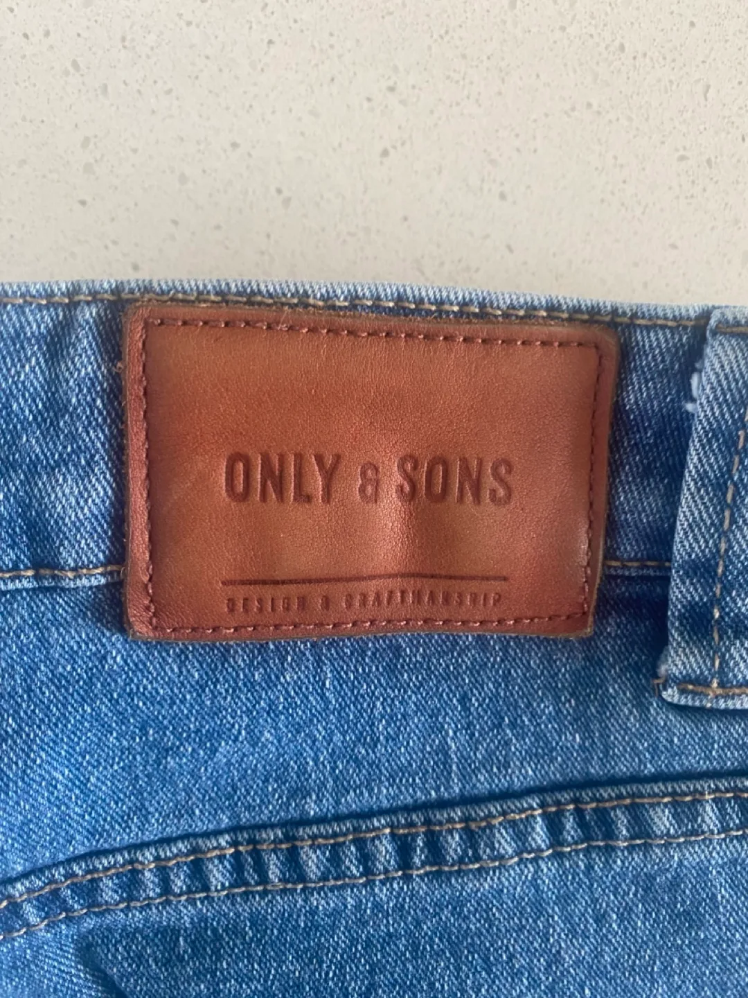 Men's Beige and Blue Denim Shorts image indicator(9)