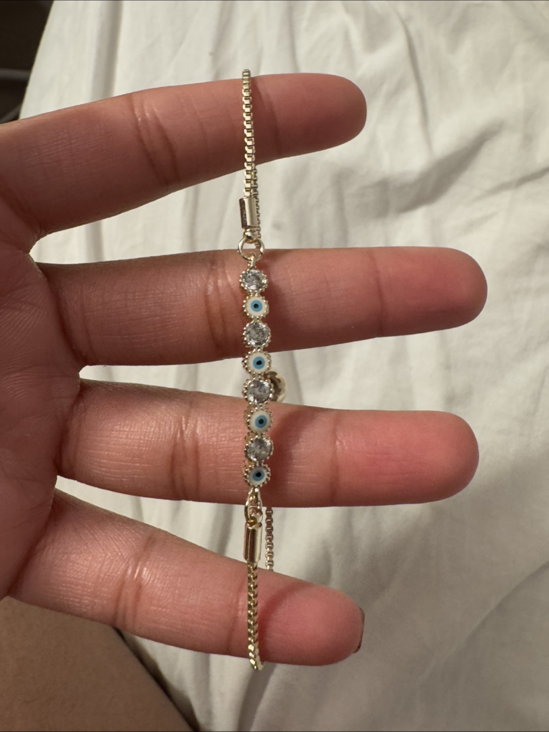 Gold Bracelet with Evil Eye Charms
