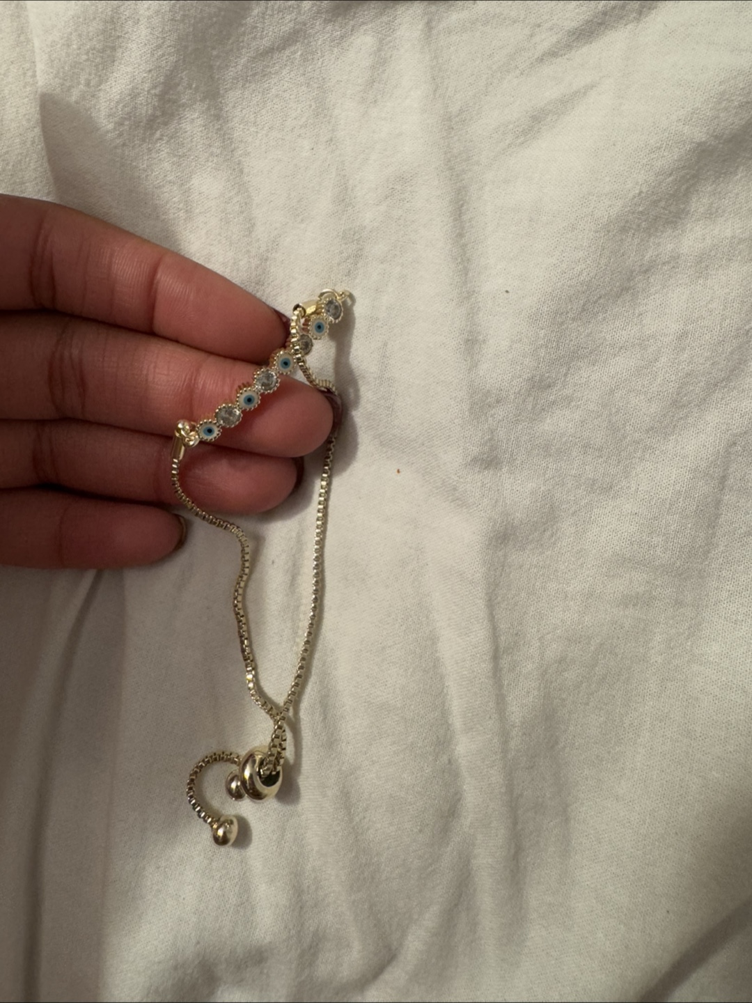 Gold Bracelet with Evil Eye Charms - photo 2