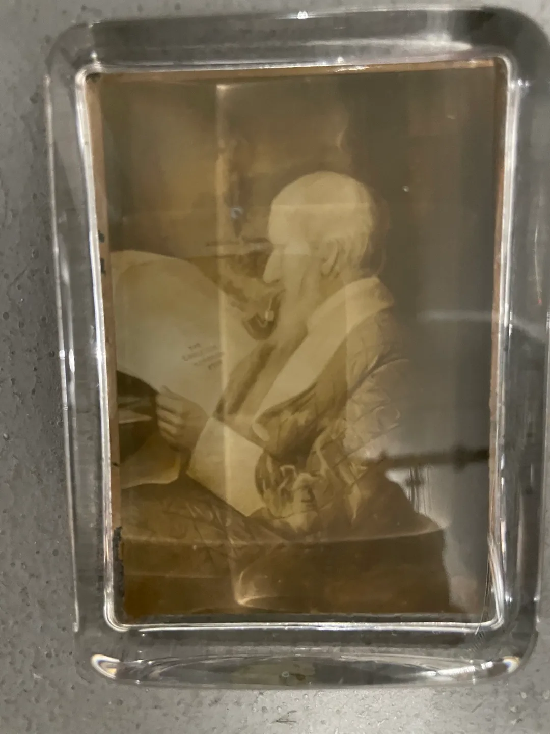 Antique Portrait Photo in  Glass Frame PAPER WEIGHT image indicator(2)