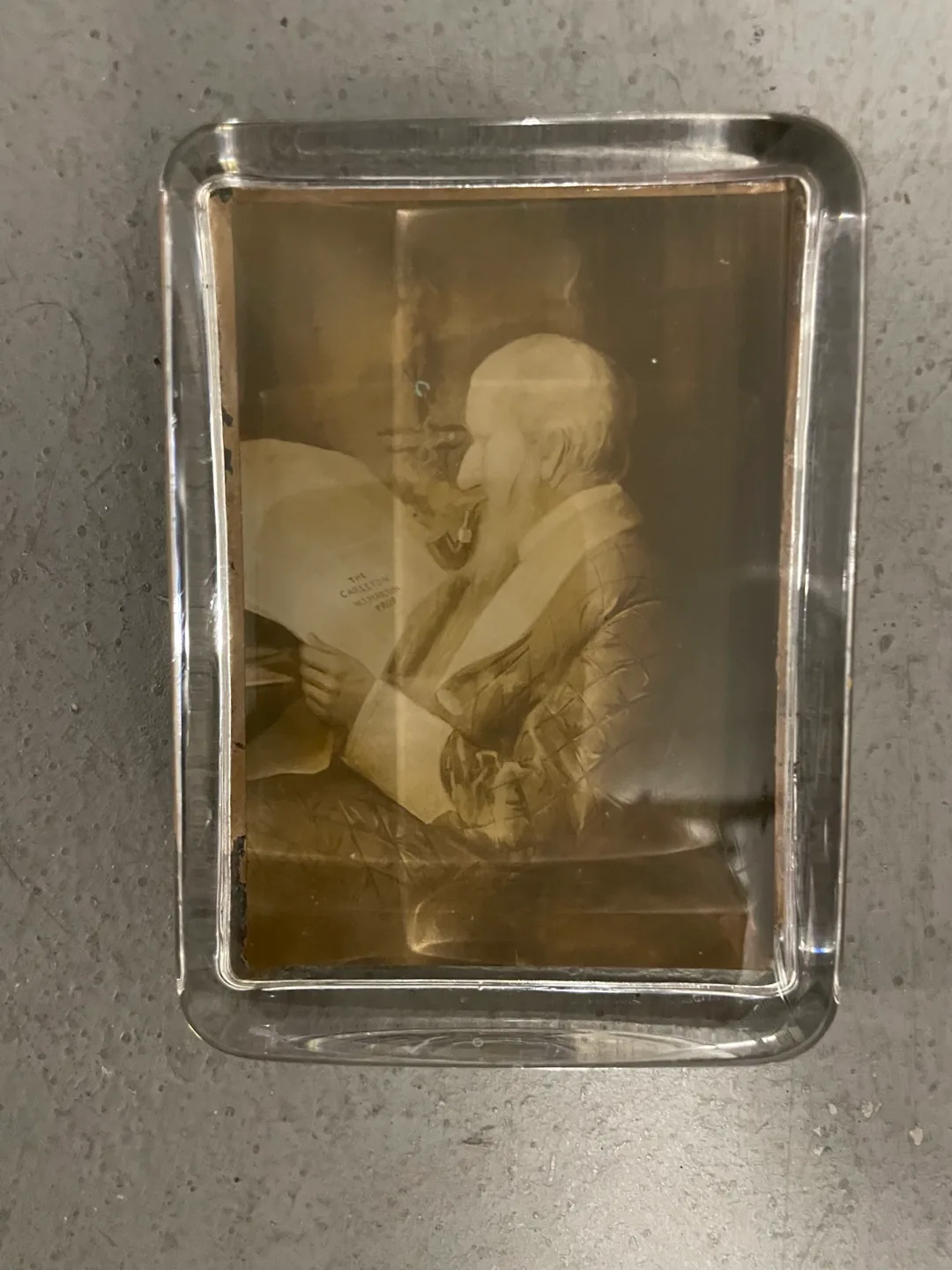 Antique Portrait Photo in  Glass Frame PAPER WEIGHT thumbnail