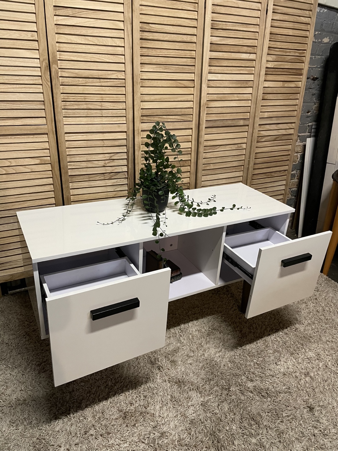 Modern White TV Stand - photo 4