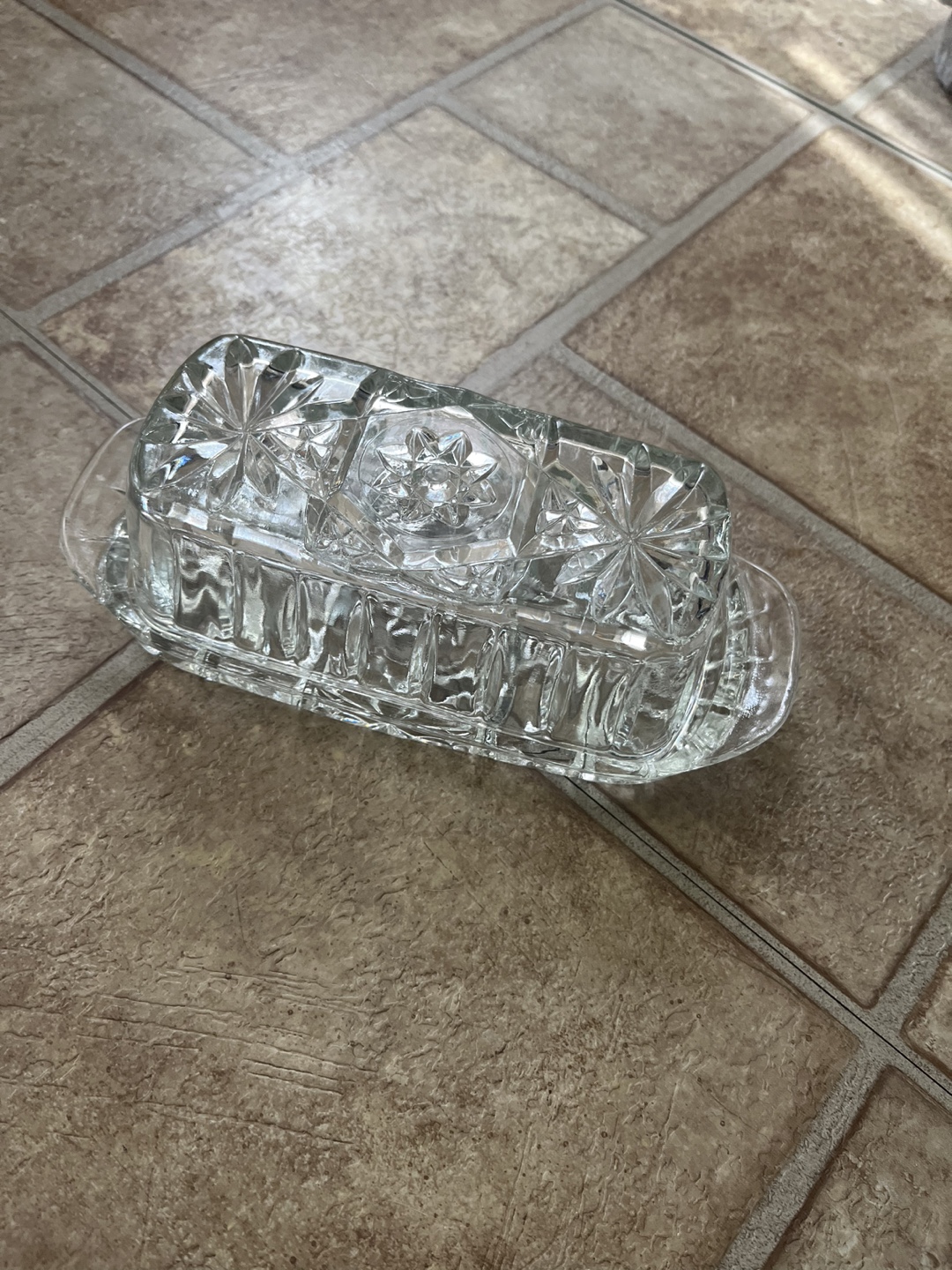 Vintage Crystal Butter Dish