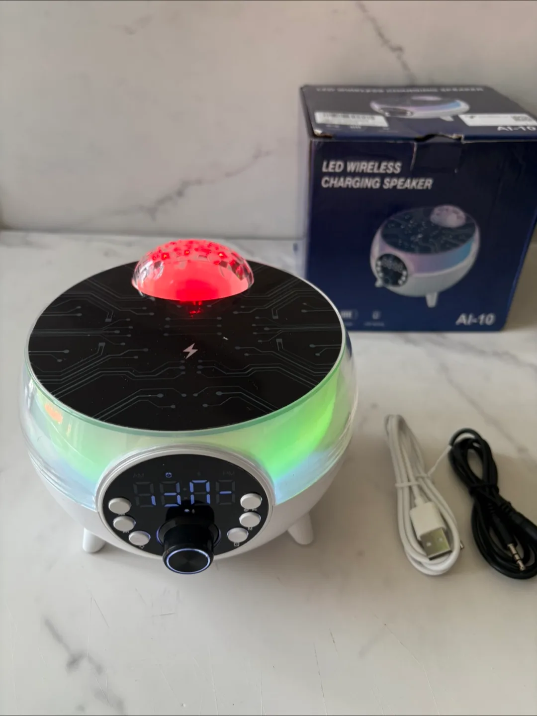 LED Bluetooth Speaker with Wireless Charging and Night Light thumbnail