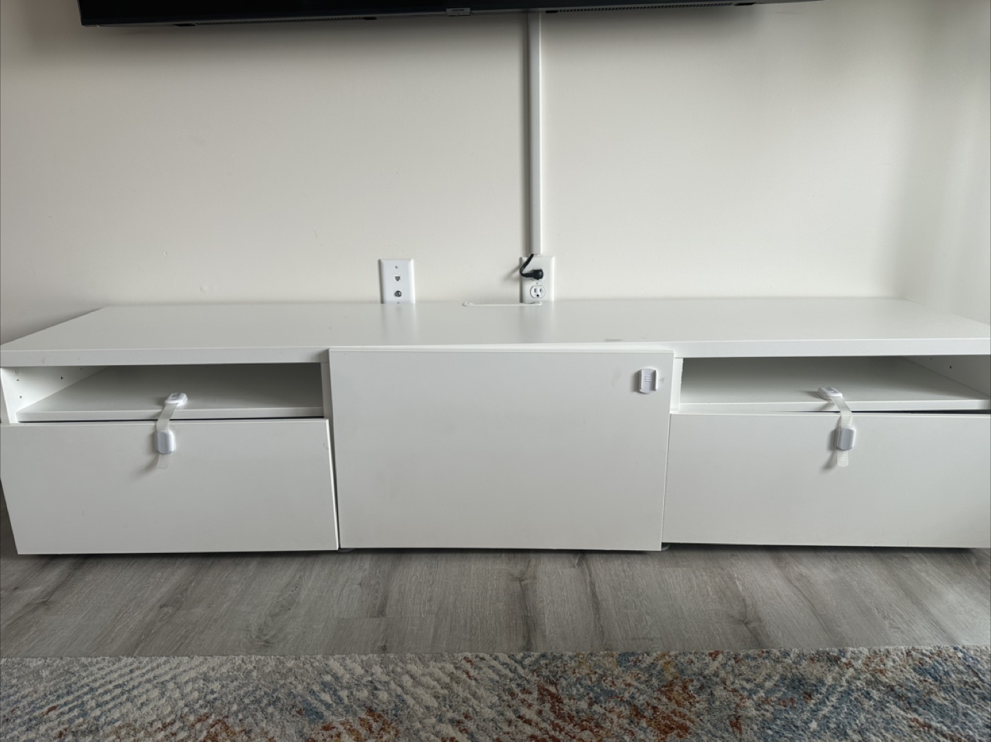 White TV Stand with Drawers - photo 3
