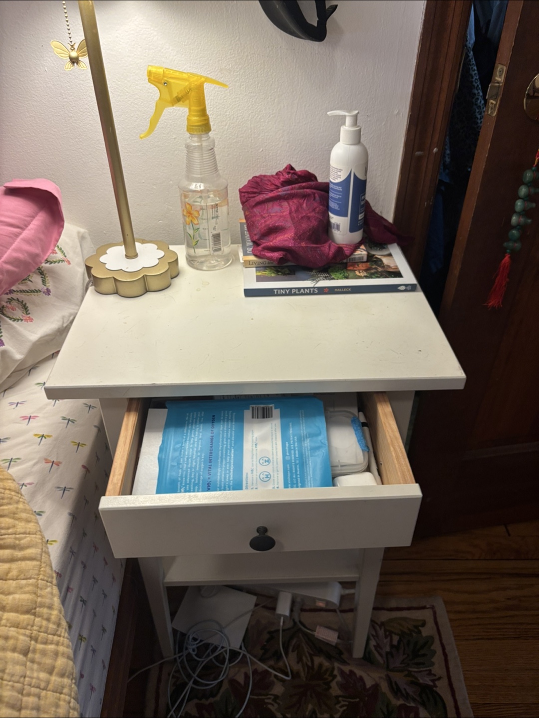 White Nightstand with Drawer - photo 2