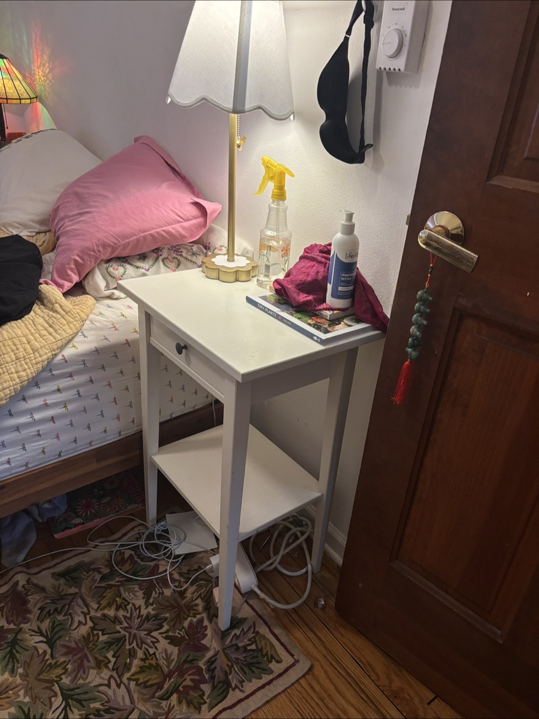 White Nightstand with Drawer - photo 3