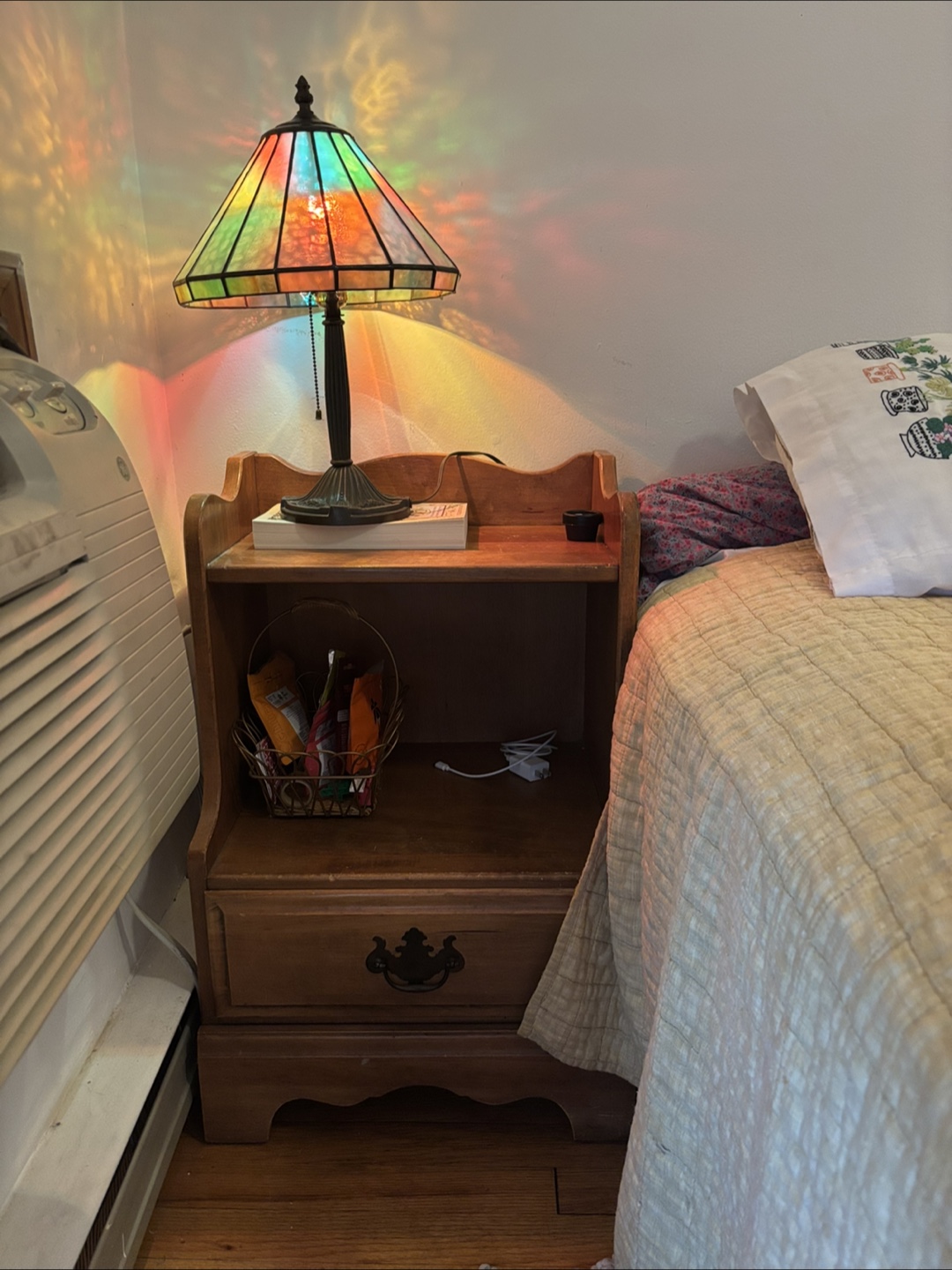 Wooden Bedside Table with Drawer