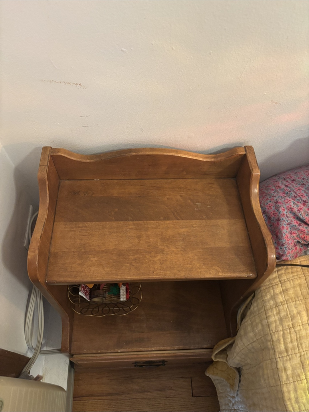 Wooden Bedside Table with Drawer - photo 3