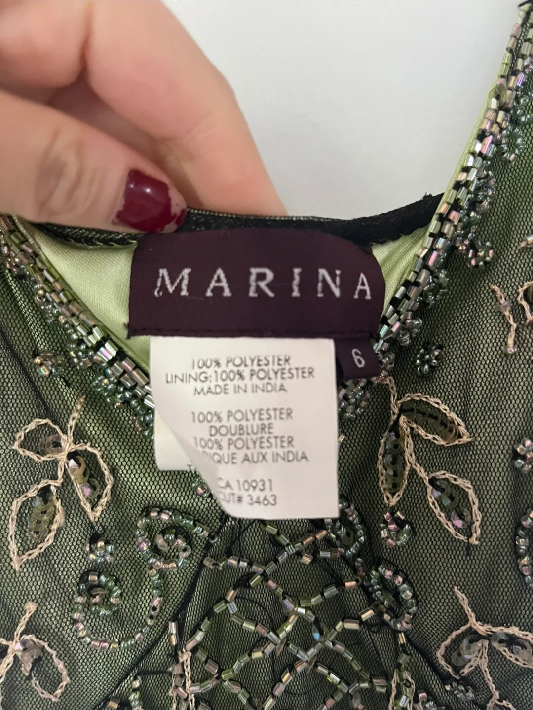 MARINA Beaded Green Dress image indicator(4)