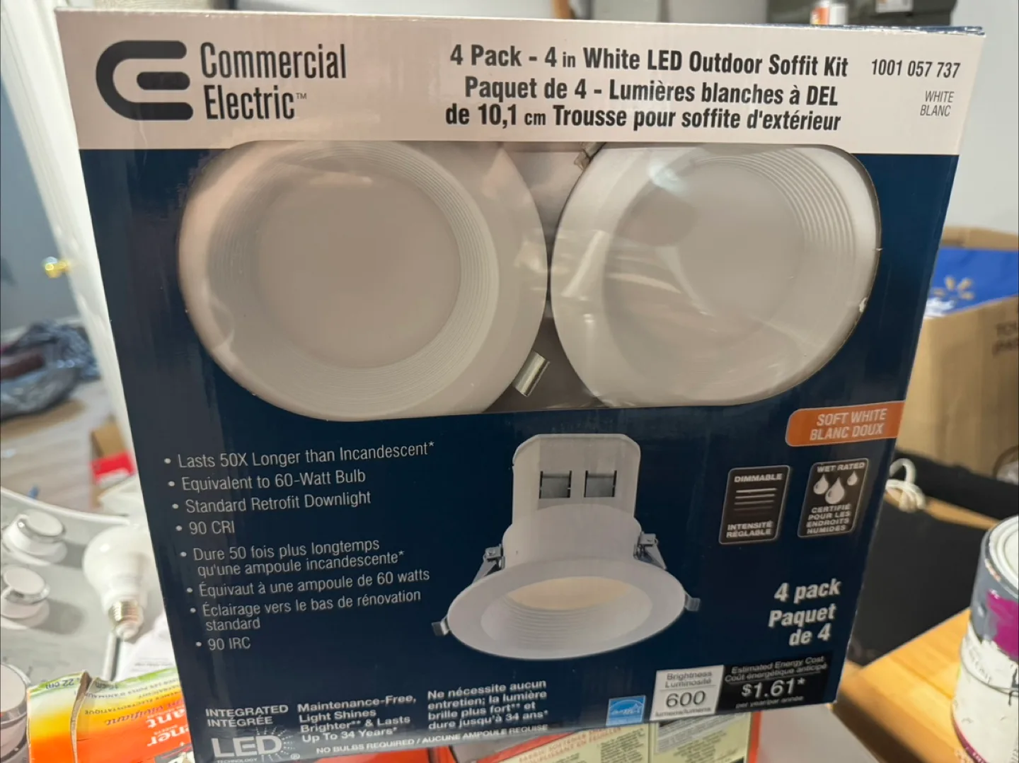 Commercial Electric 4 in. White LED Outdoor Soffit Kit - 4 Pack thumbnail
