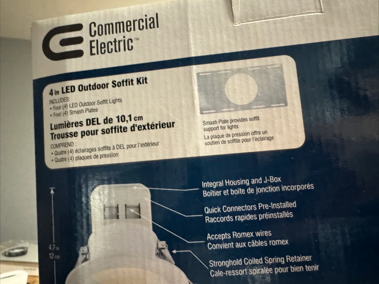 Commercial Electric 4 in. White LED Outdoor Soffit Kit - 4 Pack image indicator(4)