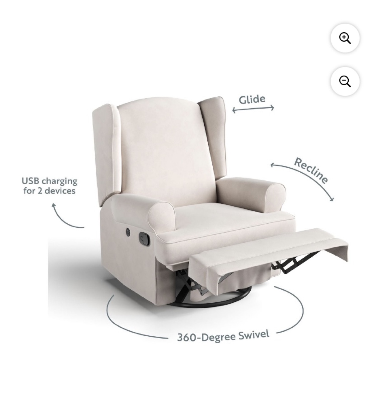 Storkcraft Glider Recliner with USB Charging - photo 5