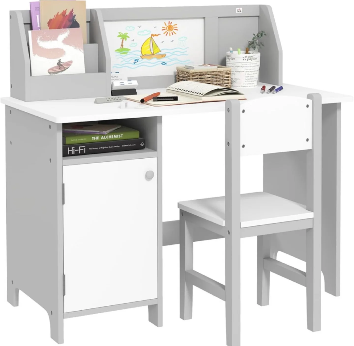 TODDLER DESK AND CHAIR SET- GREY thumbnail
