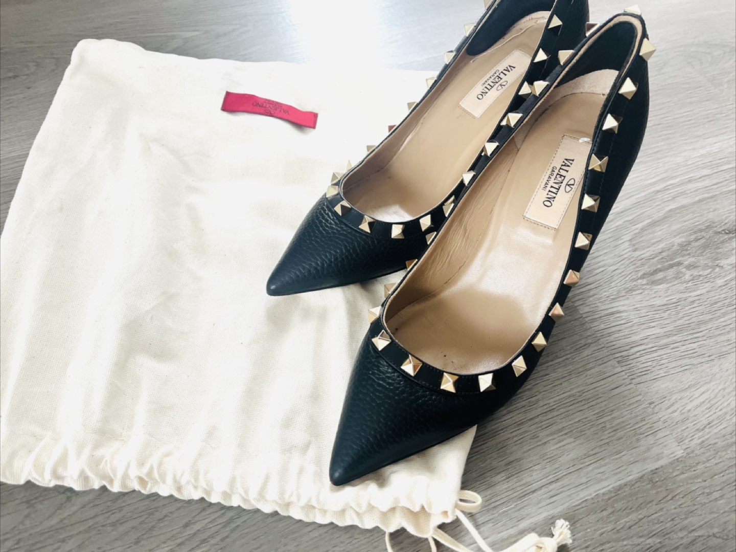 Valentino Rockstud Heels - Black Leather - Size 36.5