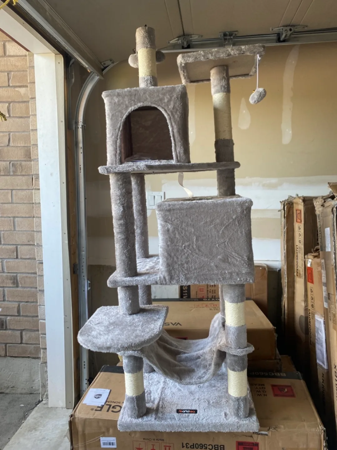 🏠 Cat Tree – In Box 61inches 🐾 LIGHT GREY thumbnail