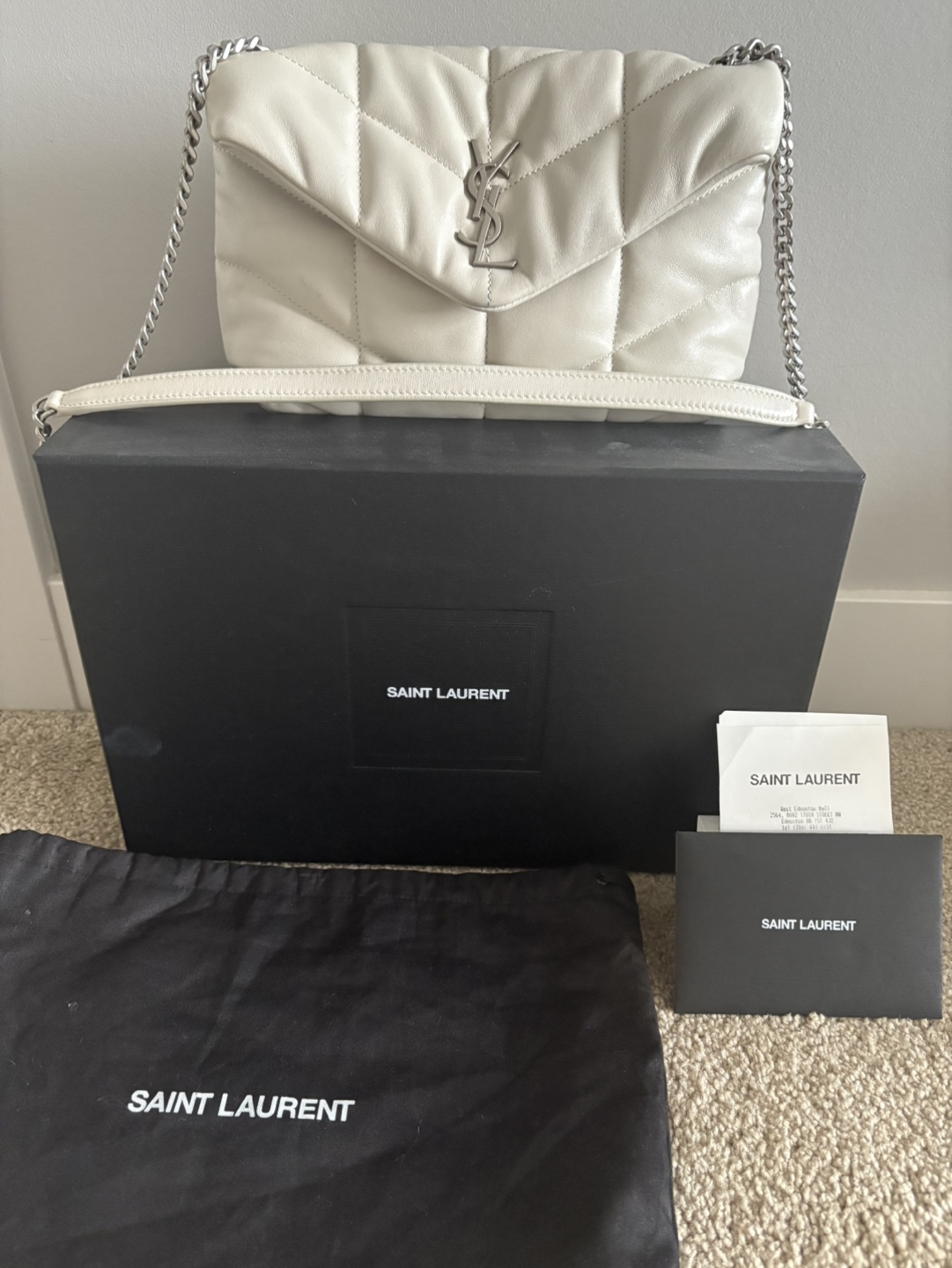 Saint Laurent Puffer Shoulder Bag - Off White