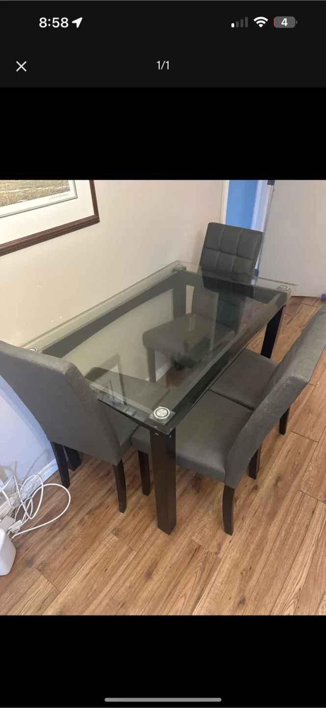 Glass Top Dining Table with Chairs thumbnail