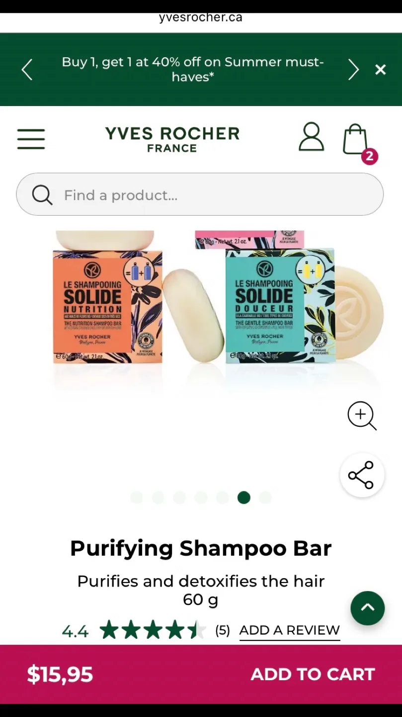 Yves Rocher Purifying Shampoo bar 🧼🍃 🫧🧳 ✈️ 🏕️⛺️ image indicator(5)