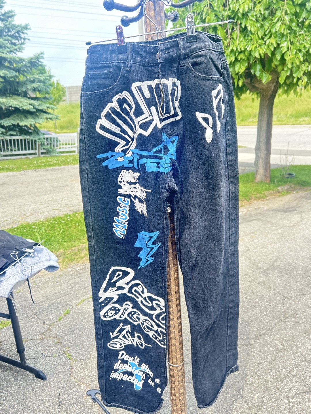 Shein Black Denim Jeans with Graphic Art
