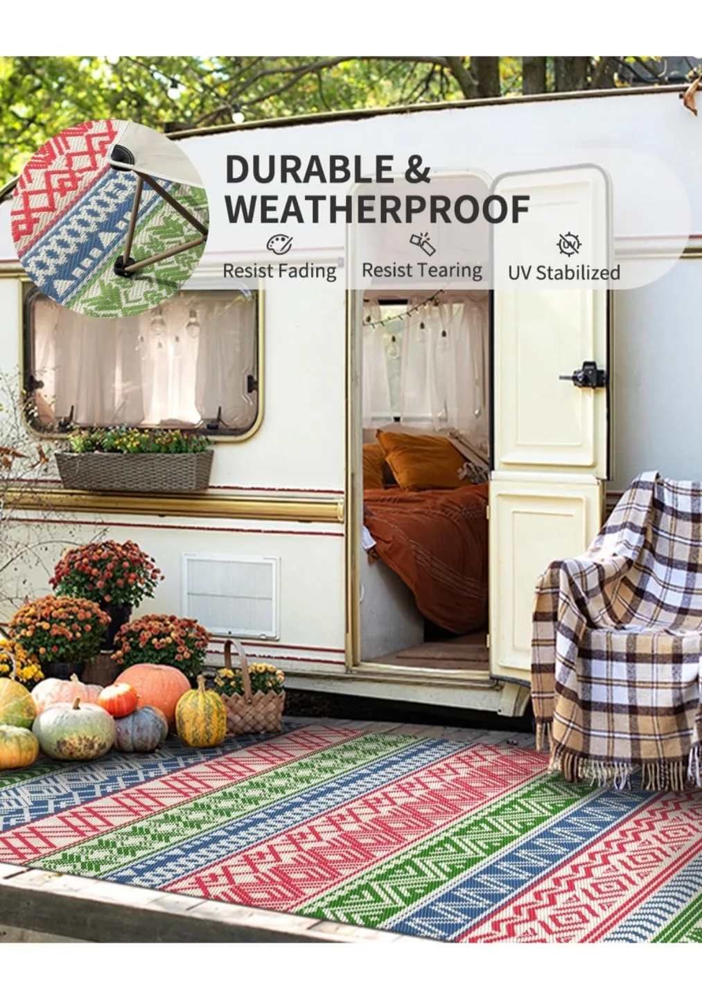 New Outdoor Rug - Colorful Red & Green Pattern thumbnail